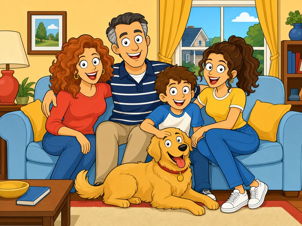 Famiglia sul divano con il cane